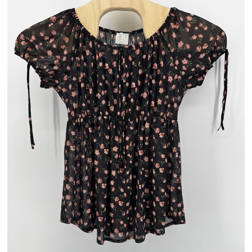 Siren Lily Maternity Sundress Top Floral Black Pink Sheer Size Medium‎